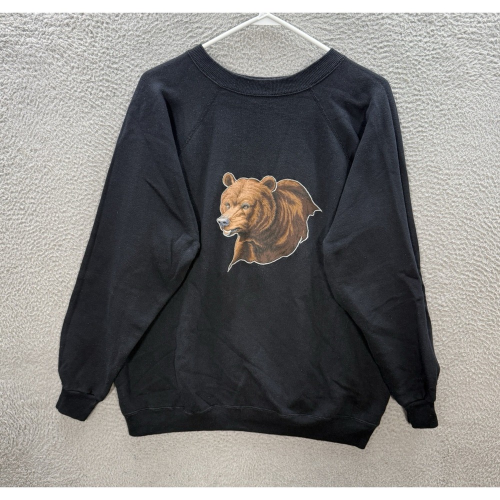Vintage Hanes Sweatshirt Adult XXL Black Crewneck Nature Grunge Made IN USA 90s